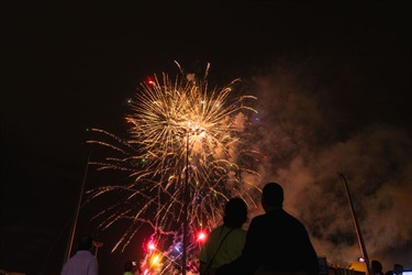 Couple watching the fireworks at Illuminate NYE 2025