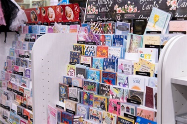 Greeting Cards on display at Mitchum Newsagency in Dutton Plaza