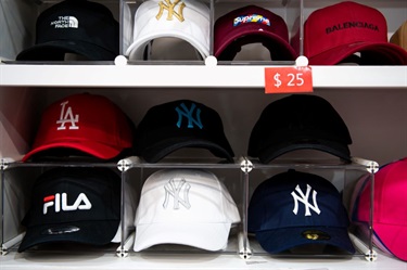 Baseball caps at Niko Fashion in Dutton Plaza