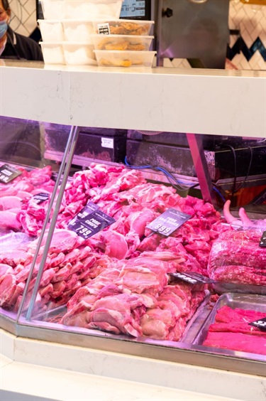 Selection of fresh meats at the Premium Meat Market in Dutton Plaza