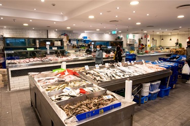 View from inside Viet Hoa Fish Market at Dutton Plaza