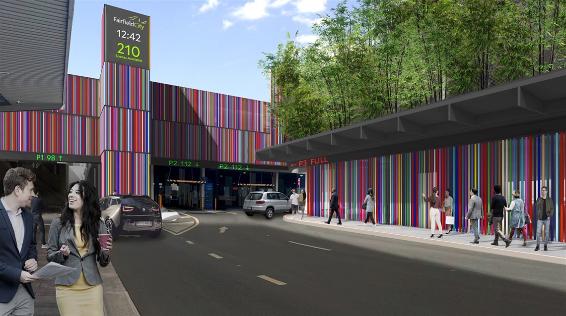 Artist impression of completed Hughes Street car park in Cabramatta 